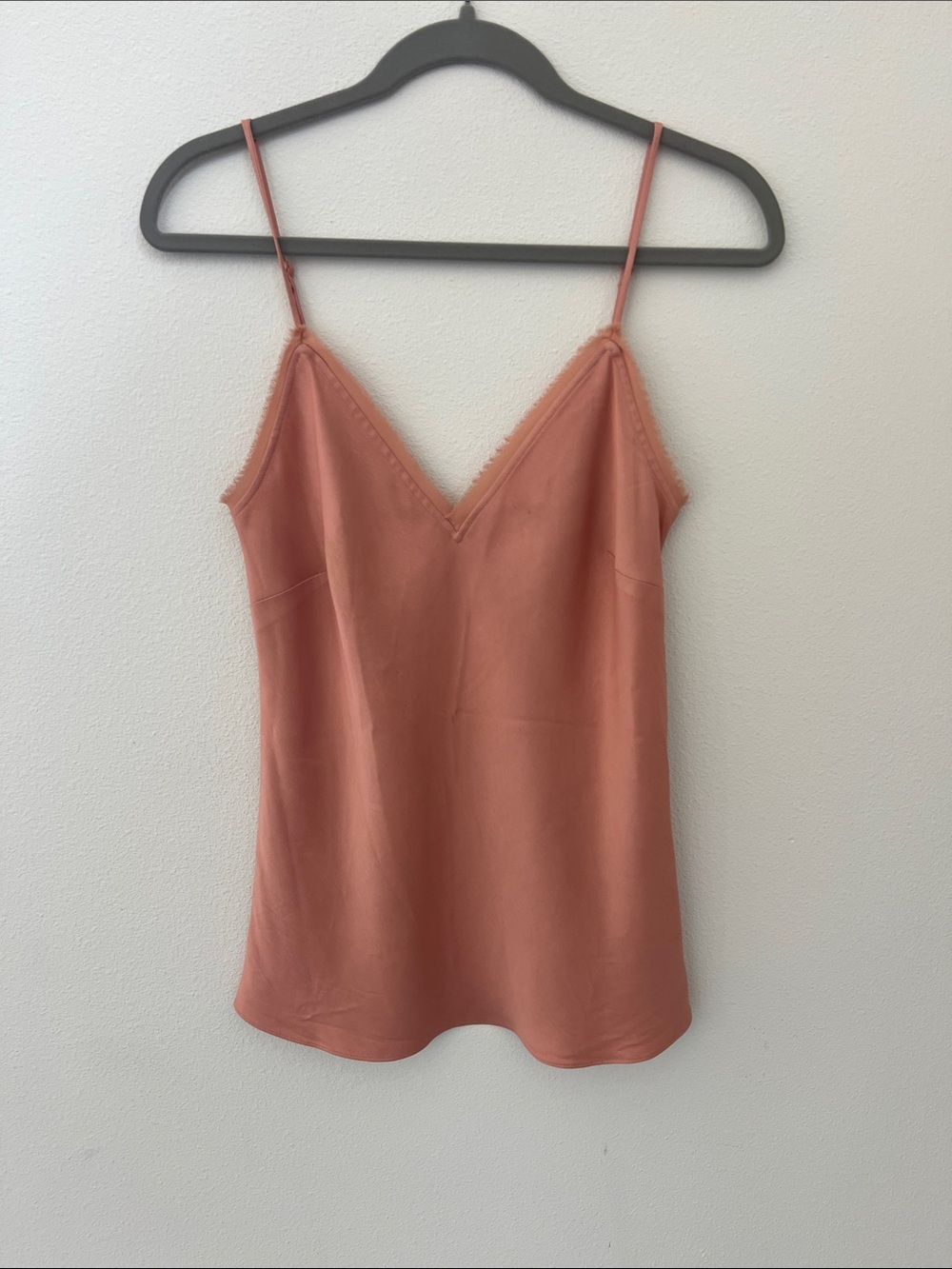 Frame Denim Clay Pink Lace-Trim Silk-Feel Camisole
